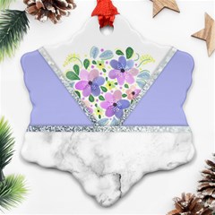 Minimal Purble Floral Marble A Ornament (snowflake)