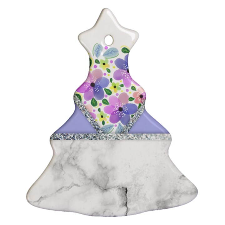 Minimal Purble Floral Marble A Christmas Tree Ornament (Two Sides)