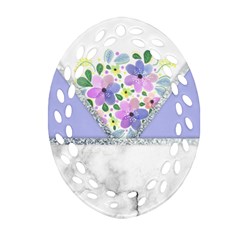 Minimal Purble Floral Marble A Oval Filigree Ornament (two Sides)