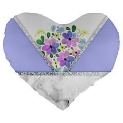 Minimal Purble Floral Marble A Large 19  Premium Heart Shape Cushions