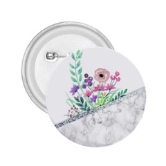 Minimal Silver Floral Marble A 2.25  Buttons