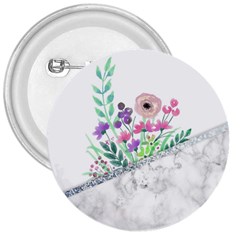 Minimal Silver Floral Marble A 3  Buttons