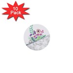 Minimal Silver Floral Marble A 1  Mini Buttons (10 pack)  Front