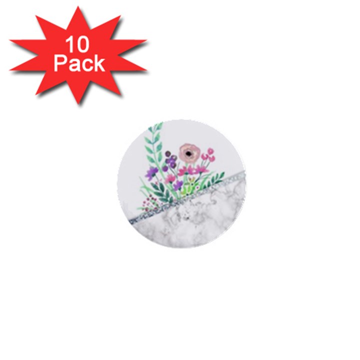 Minimal Silver Floral Marble A 1  Mini Buttons (10 pack) 