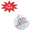 Minimal Silver Floral Marble A 1  Mini Magnet (10 pack)  Front