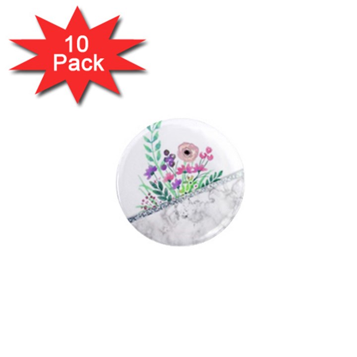 Minimal Silver Floral Marble A 1  Mini Magnet (10 pack) 