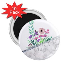 Minimal Silver Floral Marble A 2.25  Magnets (10 pack) 