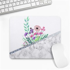 Minimal Silver Floral Marble A Large Mousepads