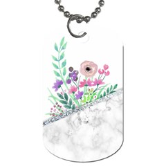 Minimal Silver Floral Marble A Dog Tag (one Side) by gloriasanchez