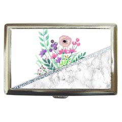 Minimal Silver Floral Marble A Cigarette Money Case