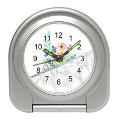 Minimal Silver Floral Marble A Travel Alarm Clock