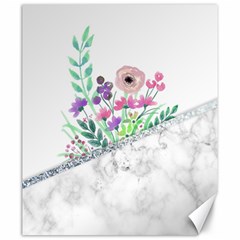 Minimal Silver Floral Marble A Canvas 20  x 24 