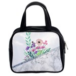 Minimal Silver Floral Marble A Classic Handbag (Two Sides) Front