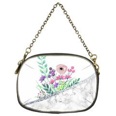 Minimal Silver Floral Marble A Chain Purse (Two Sides)