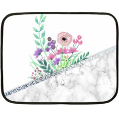 Minimal Silver Floral Marble A Fleece Blanket (Mini)