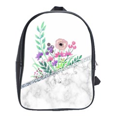 Minimal Silver Floral Marble A School Bag (Large)