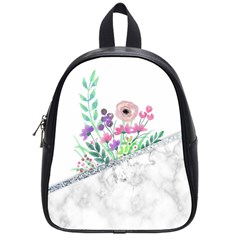 Minimal Silver Floral Marble A School Bag (Small)