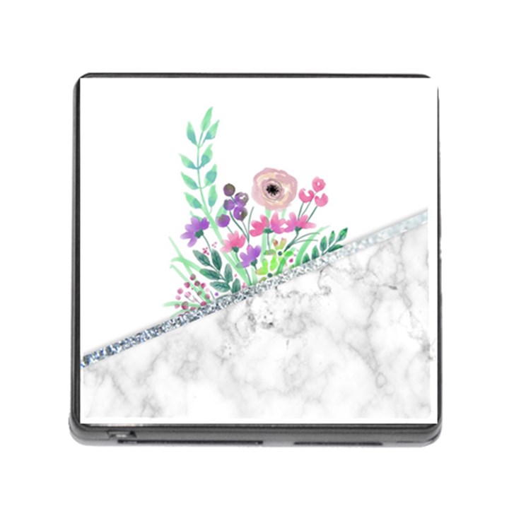 Minimal Silver Floral Marble A Memory Card Reader (Square 5 Slot)