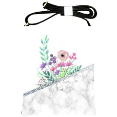 Minimal Silver Floral Marble A Shoulder Sling Bag