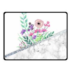 Minimal Silver Floral Marble A Fleece Blanket (Small)