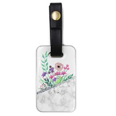 Minimal Silver Floral Marble A Luggage Tag (one side)