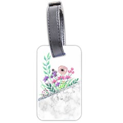 Minimal Silver Floral Marble A Luggage Tag (two sides)