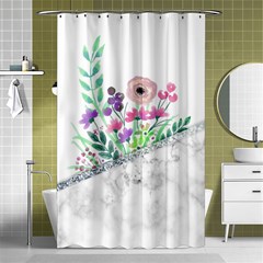 Minimal Silver Floral Marble A Shower Curtain 48  X 72  (small)  by gloriasanchez