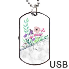 Minimal Silver Floral Marble A Dog Tag Usb Flash (one Side) by gloriasanchez