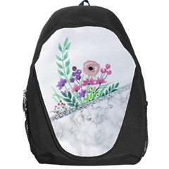 Minimal Silver Floral Marble A Backpack Bag