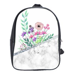 Minimal Silver Floral Marble A School Bag (XL)