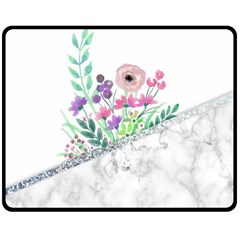 Minimal Silver Floral Marble A Double Sided Fleece Blanket (Medium) 