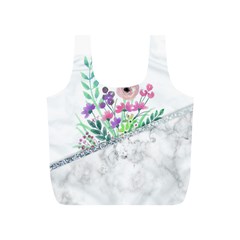 Minimal Silver Floral Marble A Full Print Recycle Bag (S)