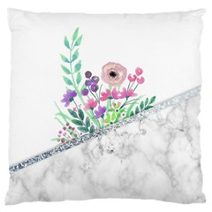 Minimal Silver Floral Marble A Large Flano Cushion Case (One Side)