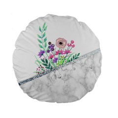 Minimal Silver Floral Marble A Standard 15  Premium Flano Round Cushions