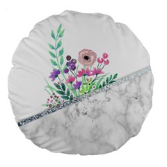 Minimal Silver Floral Marble A Large 18  Premium Flano Round Cushions