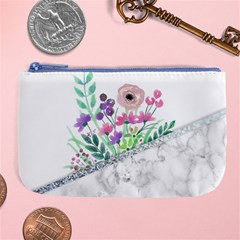 Minimal Silver Floral Marble A Large Coin Purse