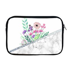 Minimal Silver Floral Marble A Apple MacBook Pro 17  Zipper Case