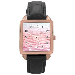 Tropical Ocean Rose Gold Leather Watch  by gloriasanchez