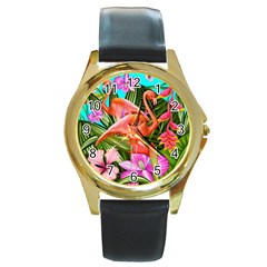 Exotisme Round Gold Metal Watch