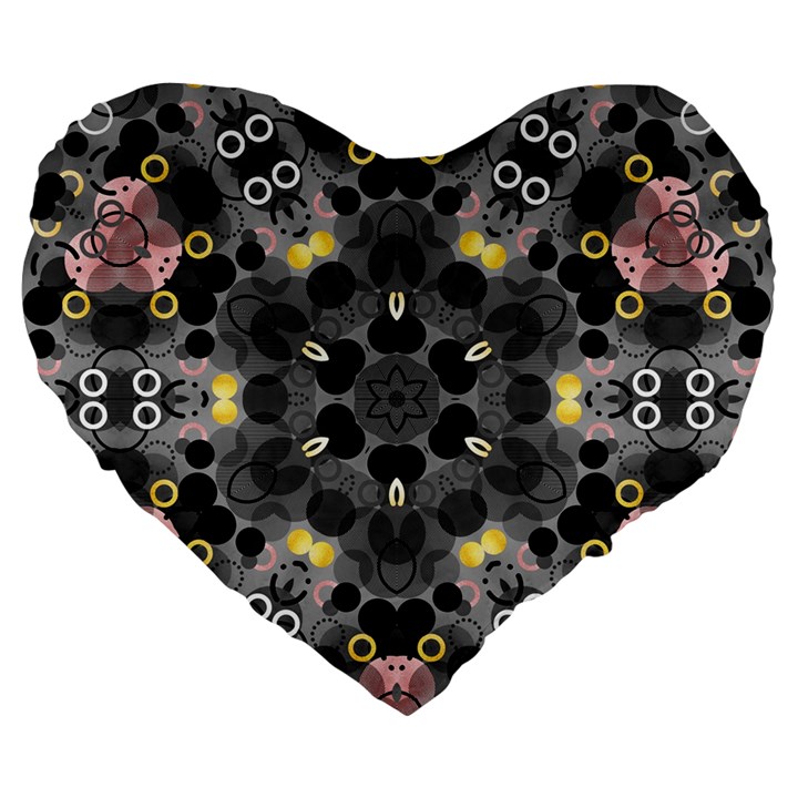 Abstract Geometric Kaleidoscope Large 19  Premium Flano Heart Shape Cushions