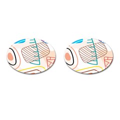 Pastel Abstract Pattern With Beige, Coffee Color Strap Cufflinks (oval) by Casemiro