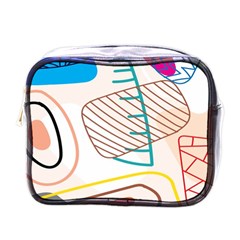 Pastel Abstract Pattern With Beige, Coffee Color Strap Mini Toiletries Bag (one Side) by Casemiro