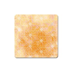 Flowers Pattern Orange Yellow Square Magnet by alllovelyideas