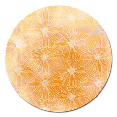 Flowers Pattern Orange Yellow Magnet 5  (round) by alllovelyideas