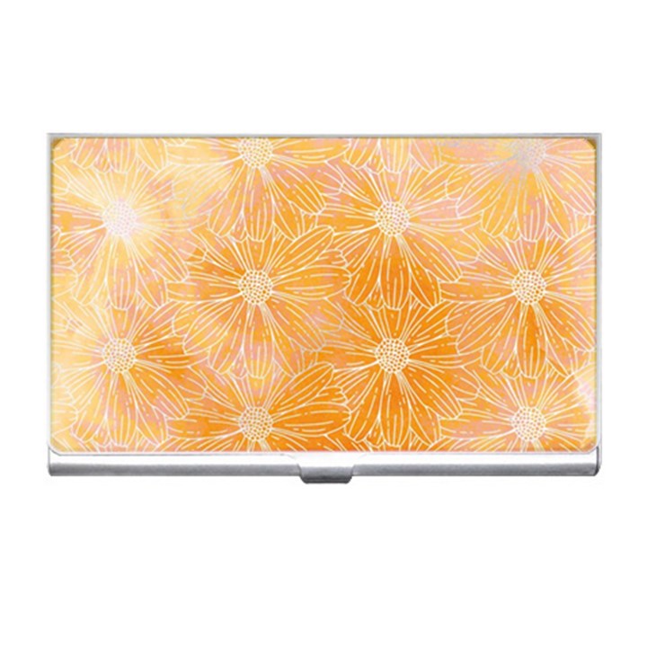 Flowers Pattern Orange Yellow Business Card Holder