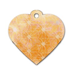 Flowers Pattern Orange Yellow Dog Tag Heart (one Side) by alllovelyideas