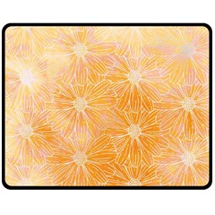 Flowers Pattern Orange Yellow Fleece Blanket (medium)  by alllovelyideas