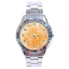 Flowers Pattern Orange Yellow Stainless Steel Analogue Watch by alllovelyideas