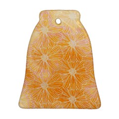 Flowers Pattern Orange Yellow Bell Ornament (two Sides) by alllovelyideas