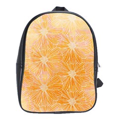 Flowers Pattern Orange Yellow School Bag (xl) by alllovelyideas